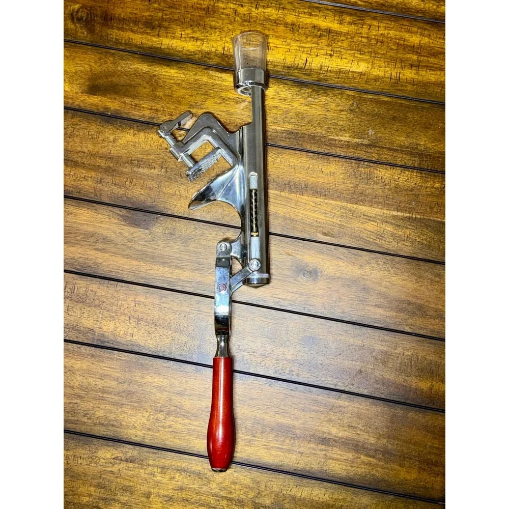 Vintage Wine Bottle Opener Cork Remover‎ Table Mount Wood Handle Bar Tool